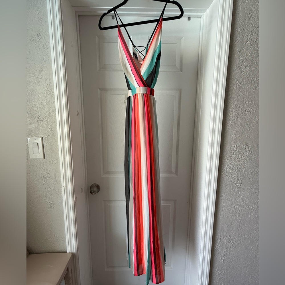 Express Red and White Sleeveless Maxi Sundress